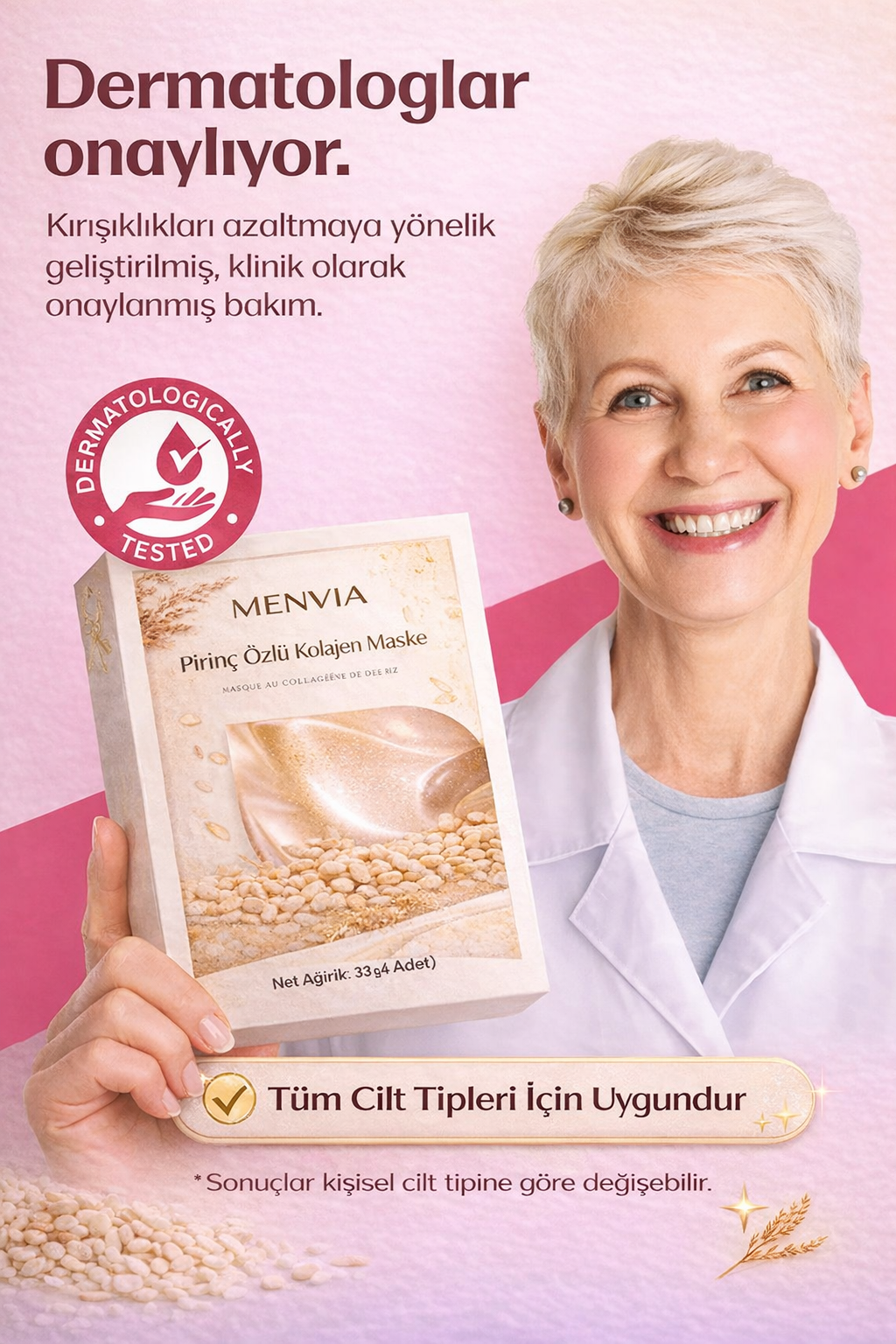 Pirinç Özlü Işıltı Veren Kolajen Maske