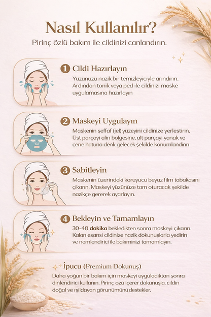 Pirinç Özlü Işıltı Veren Kolajen Maske