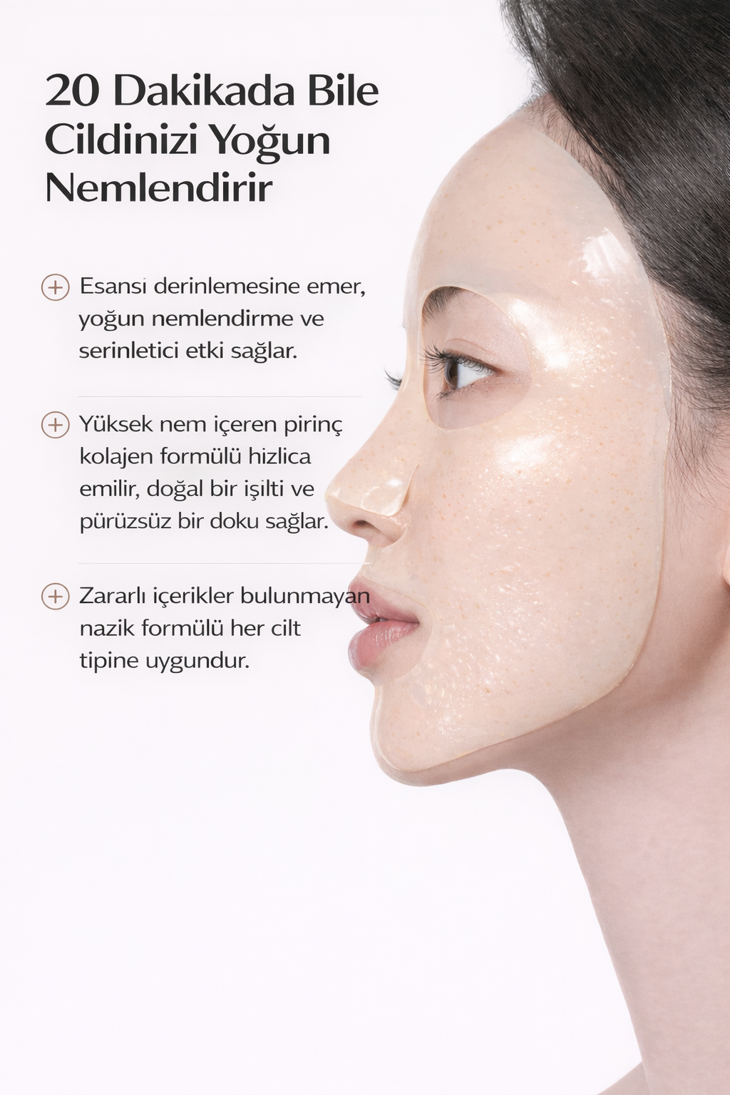 Pirinç Özlü Işıltı Veren Kolajen Maske